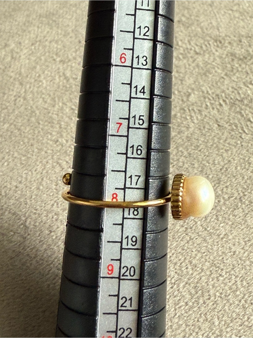 Gold Pearl Accent Adjustable Ring - White Pearl - Picture 6 of 6